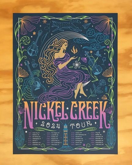 Discover Nickel Creek 2024 Tour Dates Poster