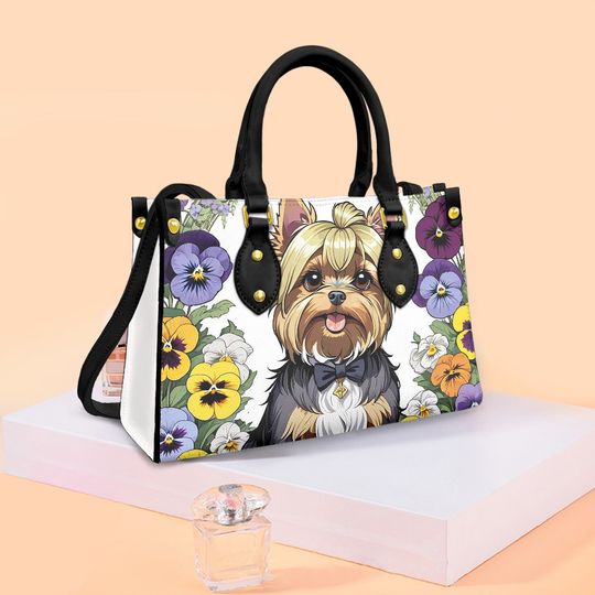Discover Yorkie Yorkshire Terrier Leather Bag, Animal Lover Handbag