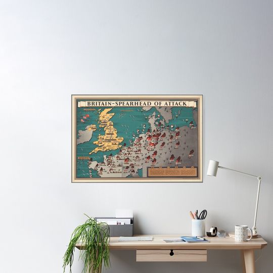 Discover Vintage WW2 British Military Map 1944 Poster
