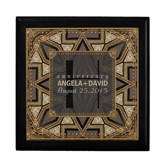 Discover Mediev Art Deco Black Gold Wedding Anniversary Wooden Jewelry Keepsake Boxes