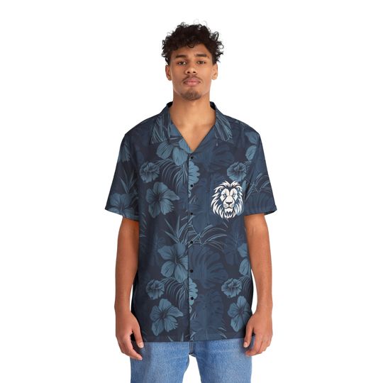 Discover Minimalist Lion Head Pocket Geeky Vintage Kahala Hibiscus Hawaiian Shirt