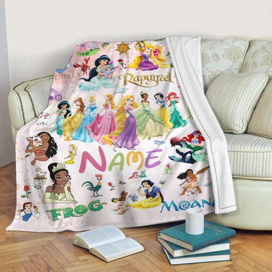 Discover Personalized Watercolor Princess Throw Blanket, Princess Birthday Gift