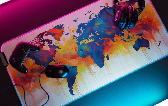 Discover Vibrant World Map LED Gaming Mouse Pad Mat Bright