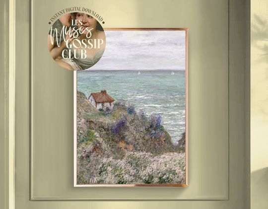 Discover Little House On Floral Hill Oil Painting, Cloudy Springtime Poster
