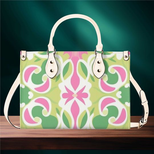 Discover Green Pink Beautiful Art Design Leather Bags