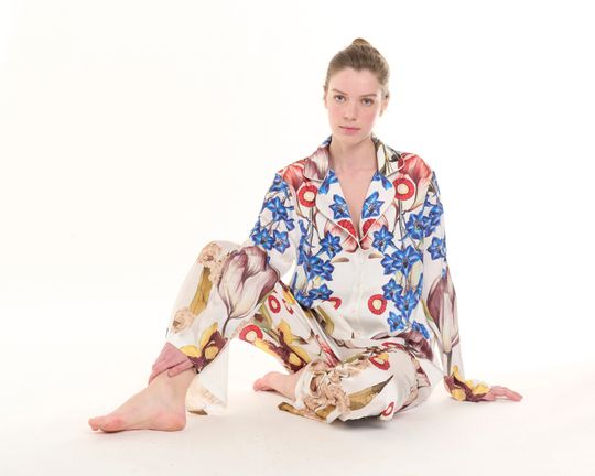 Discover Classy Floral Satin Pajama Set