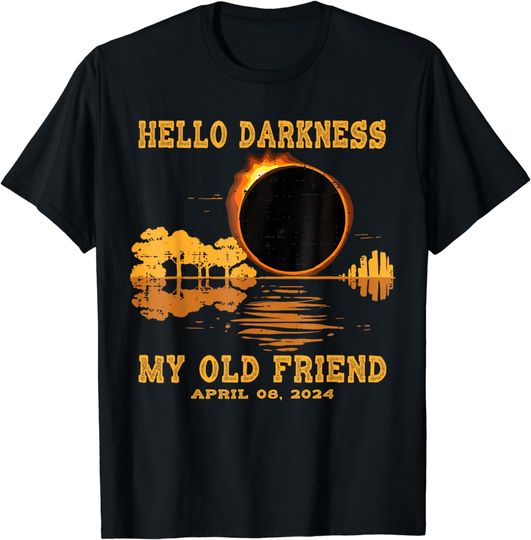 Discover Hello Darkness My Old Friend Eclipse 2024 April 8th Totality T-Shirt