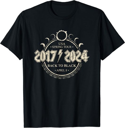 Discover Total Solar Eclipse 2017/2024 Back To Black USA Spring Tour T-Shirt