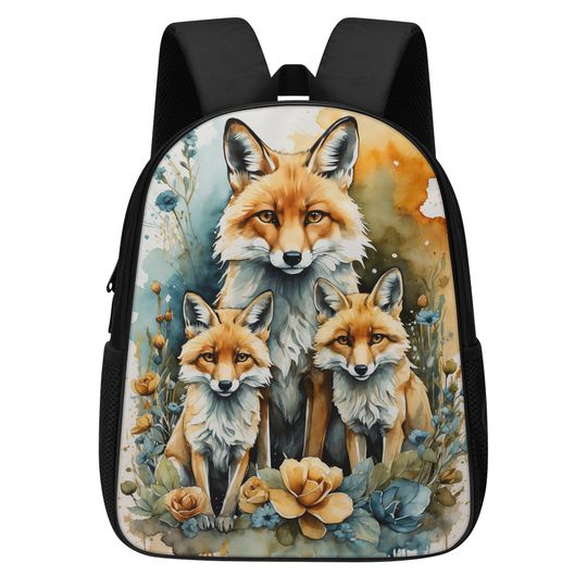 Discover Watercolor Foxes Backpack, Cute Book Bag, Woodland Animals School Bag