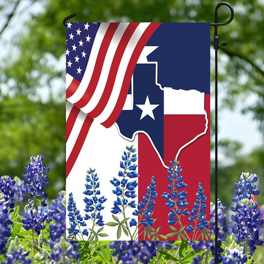 Discover Texas State, Lone Star Flag, Texas State Bluebonnet Garden House Flag