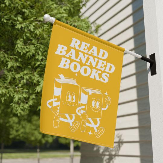 Discover Read Banned Books Funny House Flag