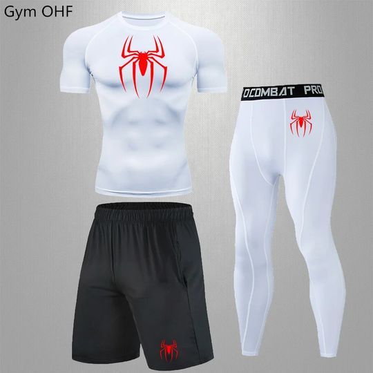 Discover Spider Men's Tracksuit Compression Sport Suit Gym Fitness Clothes Running Jogging Sport