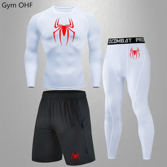 Discover Spider Men's Tracksuit Compression Sport Suit Gym Fitness Clothes Running Jogging Sport