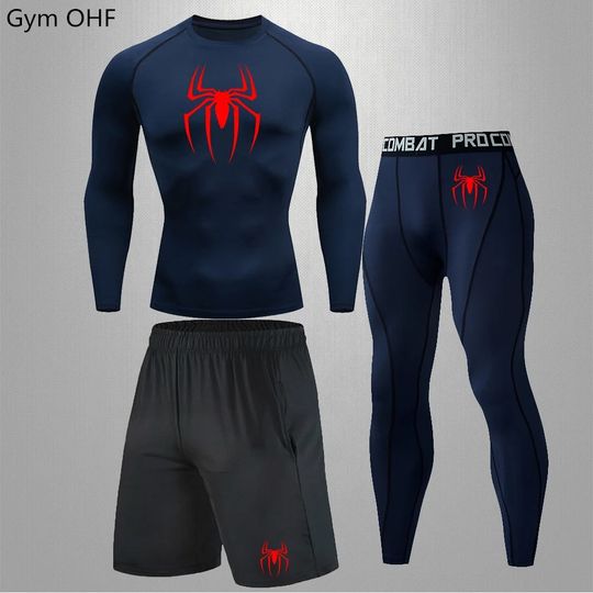 Discover Spider Men's Tracksuit Compression Sport Suit Gym Fitness Clothes Running Jogging Sport