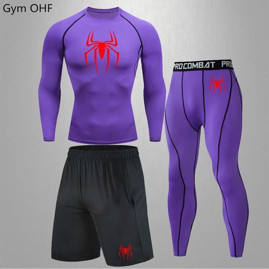 Discover Spider Men's Tracksuit Compression Sport Suit Gym Fitness Clothes Running Jogging Sport