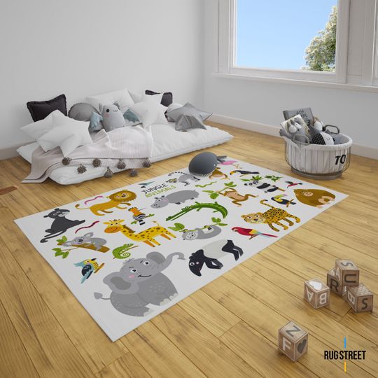 Discover Animal Learning Rug for Kids Room