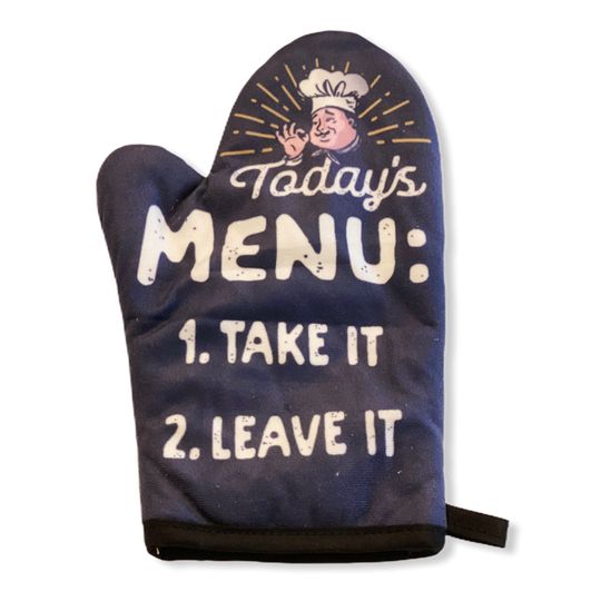 Discover Today's Menu, Take It, Leave It Oven Mitt, Housewarming Gift, Pot Holder, Christmas Gift