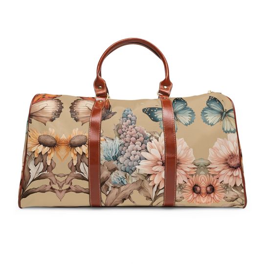 Discover Vintage Cottagecore Butterfly Floral Carryon Waterproof Travel Bag