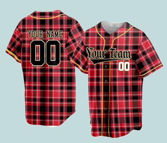 Discover Personalized Name Plaid Pattern Color Baseball Jersey