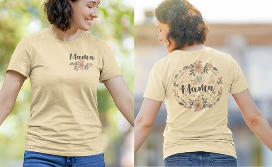 Discover Mama Floral Paste Double Sided T-Shirt
