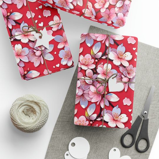 Discover Sakura Print Floral Wrapping Paper