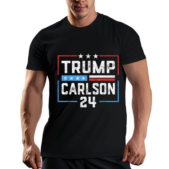 Discover Trump 2024 Shirt, Trump Carlson 2024 President Election Pro America US Flag T-Shirt