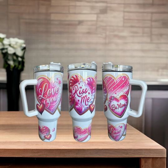 Discover 40 oz or 25 oz Tumbler with handle Valentine Cookie Theme