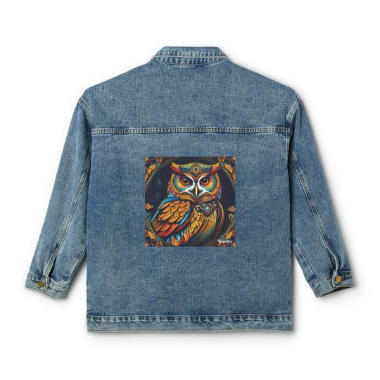Discover Owl Women's Denim Jacket Relaxed Oversized Fit