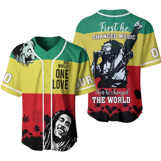 Discover Personalized Bob Marley One Love Baseball Jersey