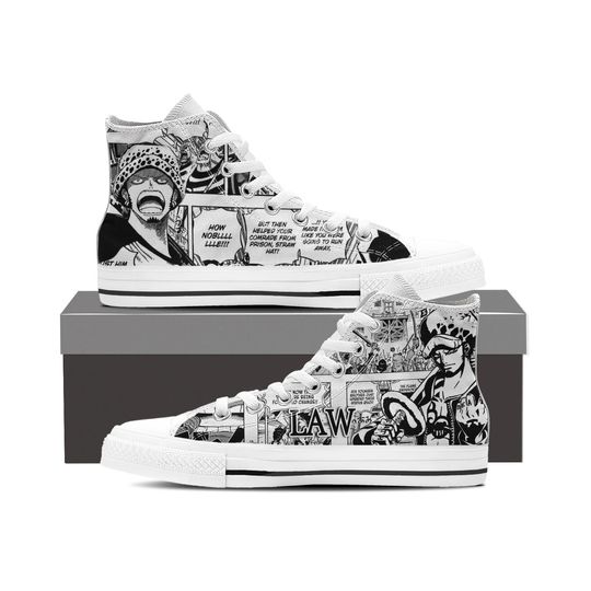 Discover Trafalgar D. Law High Top Shoes One Piece Anime Sneakers