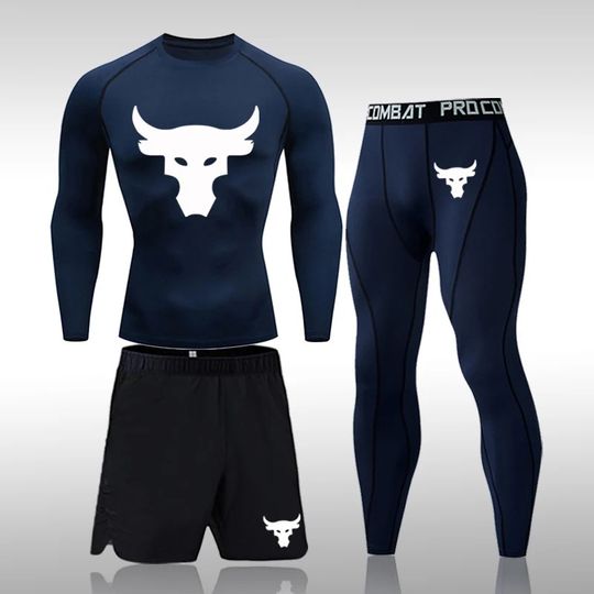 Discover Men's Running Sportswear Gym Fitness Workout Sport Outfits Stretchy Top Pants Set