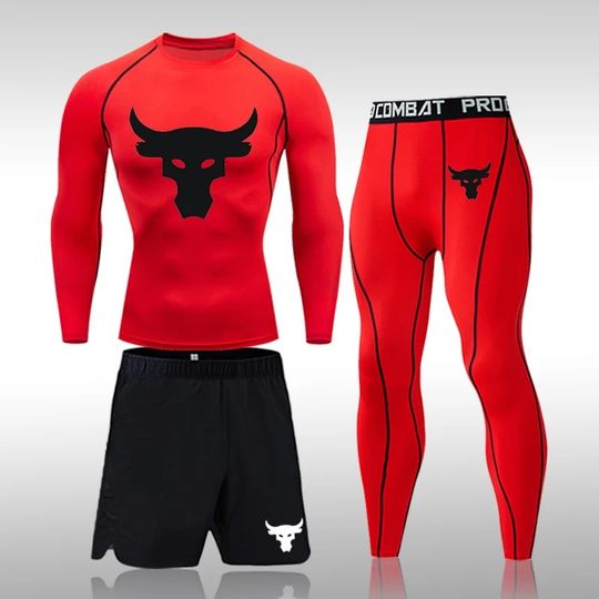 Discover Men's Running Sportswear Gym Fitness Workout Sport Outfits Stretchy Top Pants Set