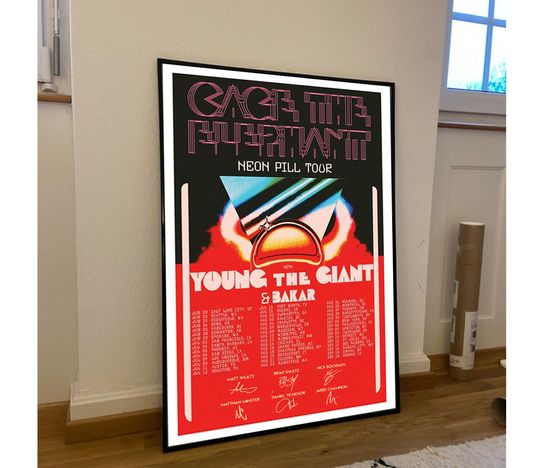 Discover Cage The Elephant Neon Pill Tour 2024 Signature Poster, 2024 Concert Poster