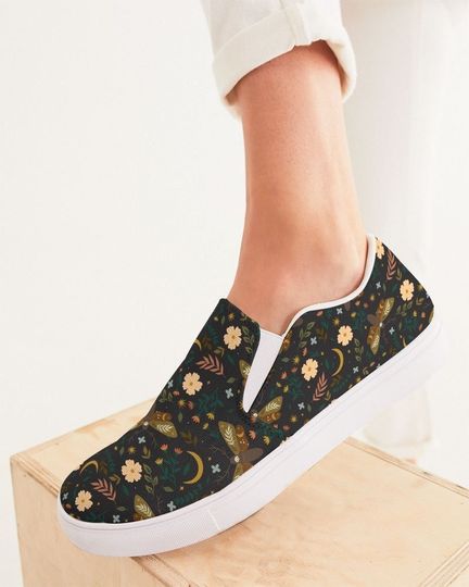 Discover Brown Moth Shoes, Goblincore Shoes, Women's Casual Slip On Shoes