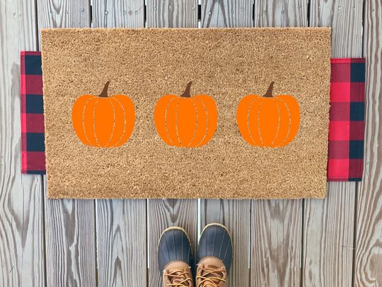 Discover Orange Pumpkin Front Doormat | Cute Fall Home Decor | Fall Welcome Mat