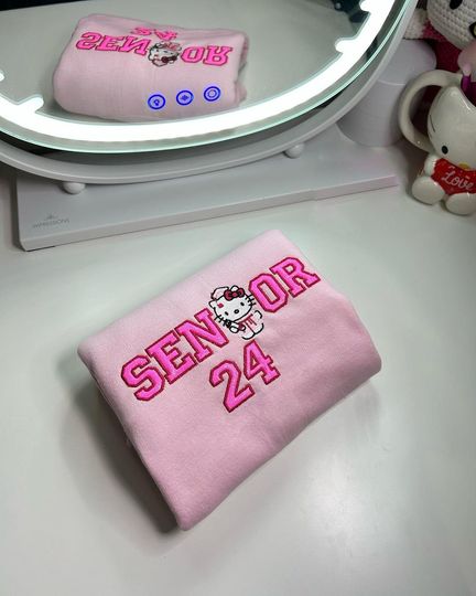 Discover Embroidery graduation senior gift , Embroidered pink kitty, Gift For Her