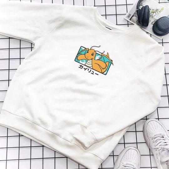 Discover Dragonite Embroidered Sweatshirt Dragonite Sweater Embroidery