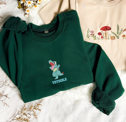 Discover Totodile Embroidered Shirt, Totodile Embroidered Sweatshirt