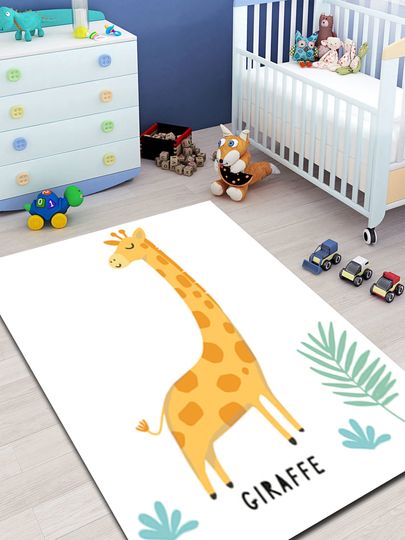 Discover Cute Giraffe Animal Print Ultra Soft Girl Room Rug, Children Room Decor
