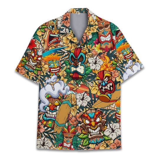 Discover Tropical Tiki Head Hawaiian Shirts