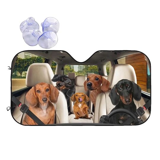 Discover Funny Dachshund Dogs Front Windshield Sun Shade Corgi Dogs Driver