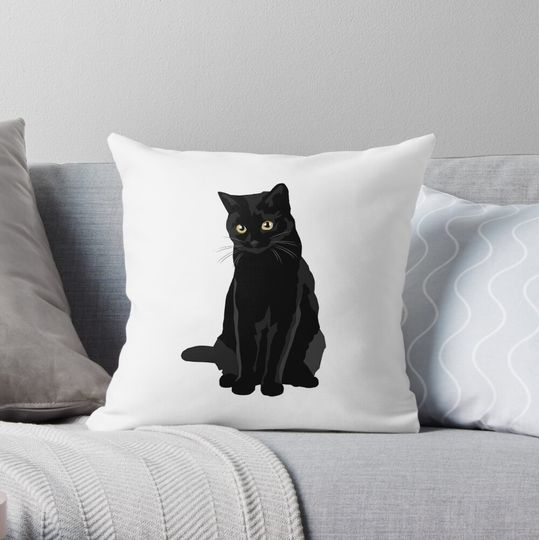 Discover Black Cat Pillow