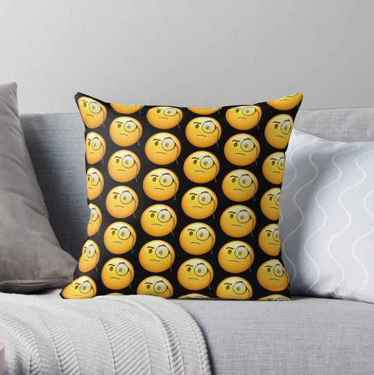Discover Emoji Monocle Eyeglass Face Pillow