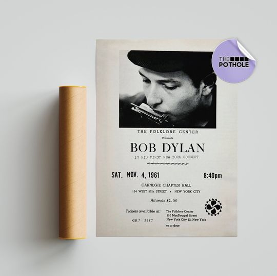 Discover Bob Dylan Posters / Bob Dylan 1961 First Ever Concert Poster