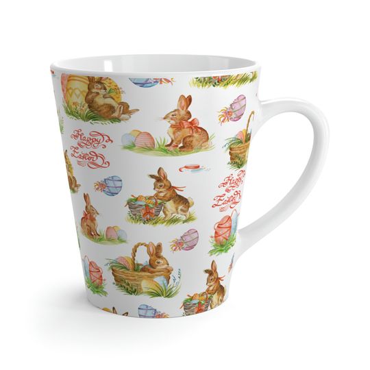 Discover Easter Bunnies in Baskets Latte Mug, 12 oz