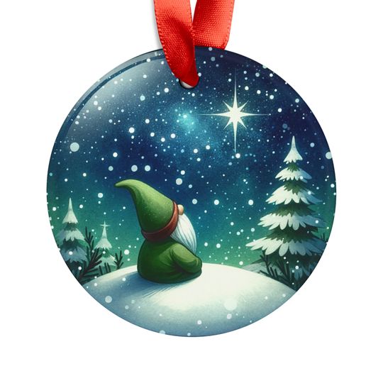 Discover Acrylic Christmas Ornament, Watercolor Gnome Starry Night