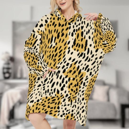 Discover Cheetah Sleeper Blanket Hoodie Wearable Cozy Lounge Coat