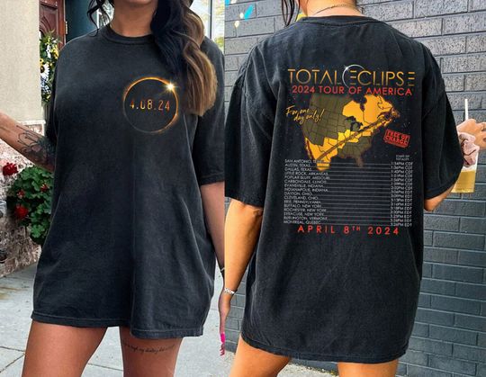 Discover Vintage Total Solar Eclipse 2024 T-Shirt, Eclipse Event 2024 T Shirt