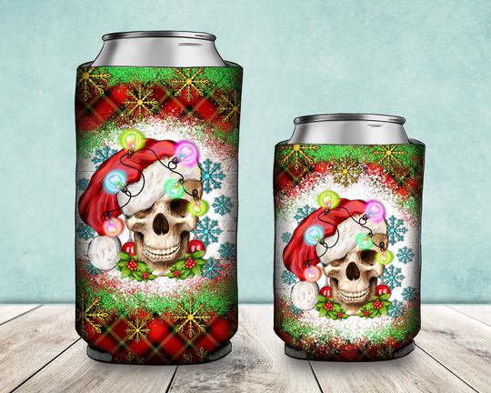 Discover Western Christmas Skull Can Cooler