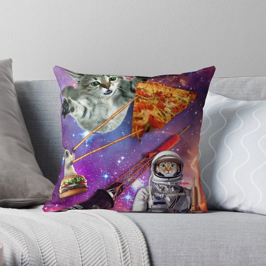 Discover Pizza Cat in Space Throw Pillow